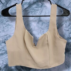 SHEIN MOD Beige Zip Front Cropped Tank‎ Top Size M